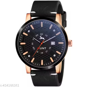IIK COLLECTION HUNT Series Watches for Men Date and Time Round Dial Analogue Men Watch|Long Battery Life with Long Lasting Dial Polish|Leather Strap|Watches for Boys