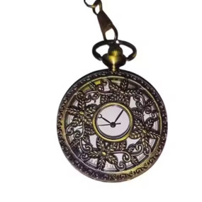 Vintage Style Analog Quartz Pocket Watch for Men with Metal Chain.