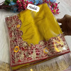 Beautiful Soft Chinon Saree - Work: Maslin Cutwork, Coding , and Multi Work with Contract Lace - Blouse: Heavy Blouse with intricate work