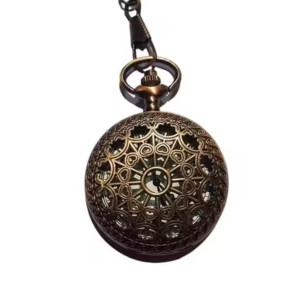 Vintage Pocket Watch with Filigree Cover, Bronze Antique Design,