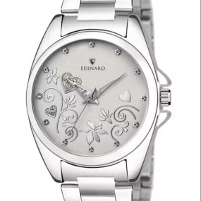EDINARO Analogue Silver Dial Silver Bracelet Girl's & Women's Wrist Watch (ED-2039W)