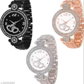 Stylish Attractive Girls Watches (Pack Of 3)
