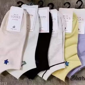 05 Pairs Women Imported Ankle Socks Low Cut Thin Socks Lightweight Premium Quality Soft Socks, Color & Design as per Availability