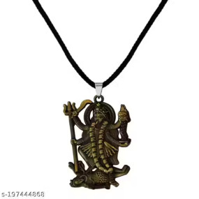 Sullery Hindu Deity Powerful Mata Goddess Maha Kali Kalika Devi Unique Cotton Dori Bronze Zinc And Metal Pendant Necklace For Men And women