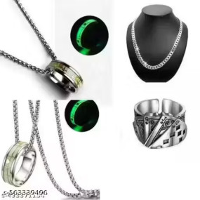 combo of three chain pandent locket and ring |men pandent|locket radium pandent chain