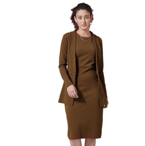 Western Dress for Women|Solid Lycra Western Dress for Women|Round Neck Shrug with Bodycon Dress for Women|Two Piece Knee-Length Dress for Women