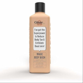 Ghar Soaps Magic De-Tan body wash for tan removal | Exfoliating Body Wash with Saffron, Lactic Acid & Niacinamide | Detan body wash | Removes Tan & Evens Skin Tone | Paraben & SLS Free