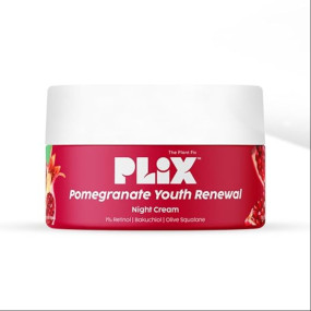 PLIX - THE PLANT FIX Pomegranate 1% Retinol & 1% Bakuchi Oil Anti Ageing Night Cream | Reduces Fine Line & Wrinkles | For Men & Women | 50 G
