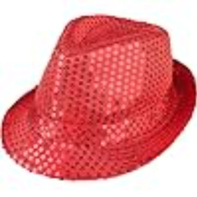 PARTY HONCHOOS Sequin Hat for Man and Women,Western Sequin Fedora Hat Bling Dance Hats (Red)