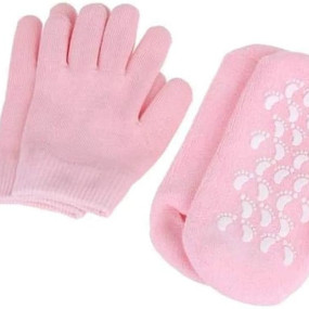 Zelioua Soften Moisturising Spa Comfy Recovery Skin Whitening Care Beauty Spa Treatment Hydrating Cool Soft Cotton Cotton Booties & Gloves for Dry Hard Crack Skin (Multicolor) (1 Pair) (Spa Gel Socks + Gloves)Booties