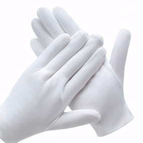 White Cotton Gloves for Serving Inspection Costume - Cloth Gloves for Dry Hands Eczema SPA Moisturizing