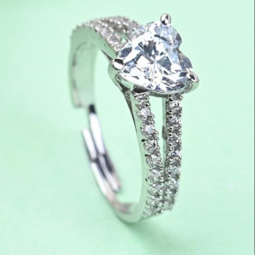 Sterling Silver Solitaire Finger Ring with Adjustable Band | Gift for Women Girls Wife Girlfriend | Multiple Design Options