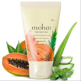 moha: Foot Cream For Rough, Dry and Cracked Heel, Feet Cream For Heel Repair With Benefits Of AleoVera, Papaya & Peppermint (50 g (Pack of 1))