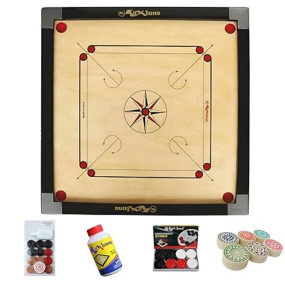 KOXTONS - Carrom Board 32 INCH Full Size with 1.5" Border (Super) with STRICKER & Accessories