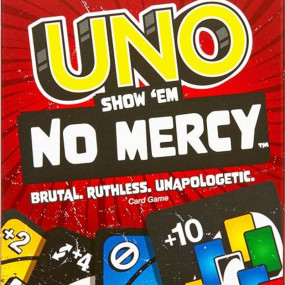 Mattel Games ​UNO Show ‘em No Mercy Card Game for Kids, Adults & Family Parties and Travel with Extra Cards, Special Rules and Tougher Penalties.