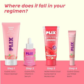 PLIX - THE PLANT FIX Glow, Moisturize & Protect Duo | Guava cleanser & Watermelon dual sunscreen | With SPF PA 50 ++++ & Vitamin C | Lightweight Hydration