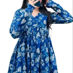 Stylish Printed Floral White Short Kurti for Girls and Women