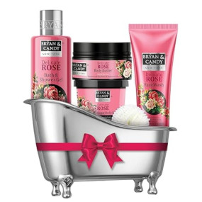 Bryan & Candy Delicate Rose Bath Tub Kit Collection Gift Set For Women, Luxurious Spa Experience at home |Vegan, Ph5.5 Skin Friendly