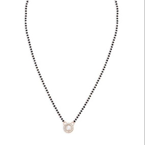 Rose Gold Austrian Diamonds & Artificial Beads Embellished Mangalsutra For Women-ZPFK16908