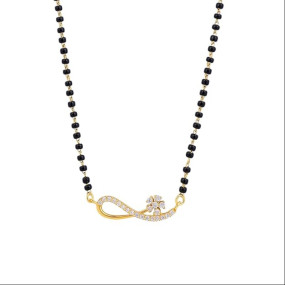 MAIRA Infinity 925 Sterling Silver Traditional Black Bead Micron 1gm Gold-Plated Mangalsutra | CZ Pendant Necklace Mangalsutra For Women | Hypoallergenic | 6 Months Warranty | Authenticity Certificate