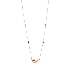 MAIRA 925 Sterling Pure Silver Latest 18K Micron Gold Plated Design Black Beaded Mangalsutra For Women | Hypoallergenic | Gift For Women's Day, Valentine Day, Anniversary, Karwa Chauth