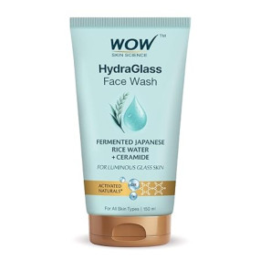 WOW Skin Science HydraGlass Face Wash | Fermented Japanese Rice Water + Ceramide | For Glass-Like Skin with Refined Pores & Smooth Texture | Soap-Free Gentle Cleanser | For All Skin Types | 150ml