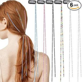 HIROGRAPHY 6 Pcs Premium Elegant Crystal & Pearl Hair Accessories | Hair Chains, Extensions, Charms | Gold & Silver Pins for Braids