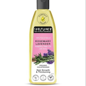 Soulflower Rosemary Lavender Hair Oil For Hair Growth, Hair Fall Control, Healthy Scalp, Long Hair, Rosemary, Lavender, Castor|100% Pure, Natural, Organic, Clinically Proven for Hair Growth, 120ml
