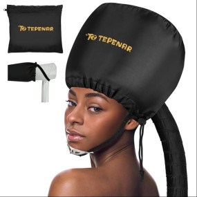 Bonnet Hood Hair Dryer Attachment by TEPENAR - Adjustable Extra Large Soft Bonnet with Chin Strap Use For Deep Conditioning Hair Styling and Drying
