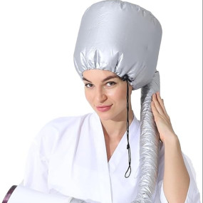 Kelexx Hair Dryer Helmet Attachment – Upgraded Adjustable Hood Cap for Blow Dryer, Soft Bonnet Hair Dryer Hat for Deep Conditioning, Curling & Styling – Fits All Head Types – Grey