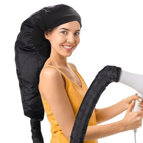 Soft Bonnet Hood Hair Dryer Attachment with Headband Integrated that Reduces Heat Around Ears and Neck - Speeds Up Drying Time at Home