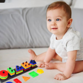 UCRAVO Montessori Toys for Boys Girls Toddlers, Sorting and Stacking Preschool Educational Toys, Color Recognition Stacker Shape Sorter Learning Puzzles, Motor Skill Toy - 3-5 Year