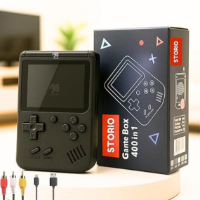 Storio Rechargeable Pocket Video Game for Kids 400 in 1 Retro Game Box Console Handheld Game Box with TV Output