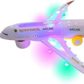 SUPER TOY Battery Operated Aeroplane Toy for Kids with Light and Sound Airplane Bump & Go Toy for Toddler Boys Girls Birthday Gift