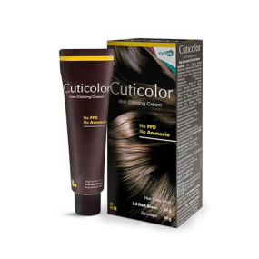 Cuticolor Permanent Hair Color Cream|#1 Dr Prescribed|For Sensitive Skin|Eco Mechanism For Preserving Scalp Health|Enriched With Portulaca & Boseivela Extracts (Dark Brown,60G (Pack Of 1)),1 Count
