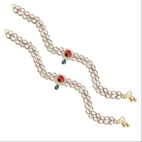 Traditional Gold Plated Kundan Payal Anklets Jewellery for Women & Girls (A018-19)