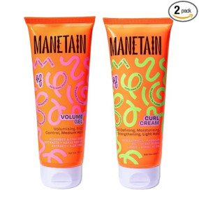 MANETAIN Volumizing Curl Cream 200ml & Hair Styling Gel 200ml for Defined Curls | Hydrating, Anti-Frizz & Long-Lasting Hold for Wavy, Curly Hair | Natural Ingredients, Vegan & Cruelty-Free