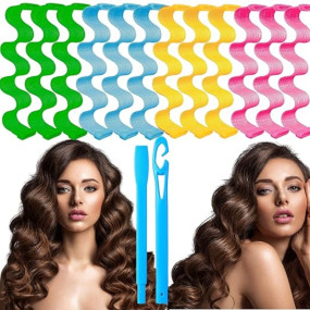 Sister 12 Pieces Heatless Hair Waves Curlers Spiral Curls Styling Kit No Heat Hair Curlers Waver Spiral Curlers Hair Rollers With 1 Piece Styling Hook For Most Hairstyles (30 Cm)