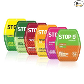 Stop-O Power Bag Bathroom Air Freshener - 60 G (10gx6) | Assorted Pack | Long-Lasting Mixed Fragrances - Apple Cinnamon, Melon, Tangerine, Amber Rose, Green Harmony, Citrus Zing | Lasts Upto 30 Day