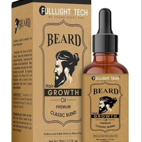 Fulllight Tech Beard Growth Oil for Men-30ml | Natural & Organic Beard Care with Castor, Argan & Jojoba Oils | Promotes Thicker, Fuller Beard | Softens & Fills Patches | Non-Greasy