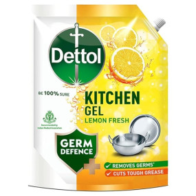 Dettol Lemon Fresh Dishwash liquid and Kitchen Gel || Cuts Tough Grease || Remove germs || 1500ml, (Refill Pack)