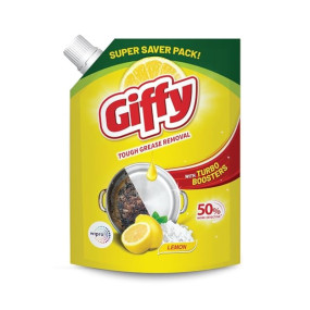 Giffy Liquid Dishwash Gel 2 Litre | Lemon and Active Salt | 50% More Effective | Tough Grease Removal Expert | Turbo Boosters | Mild fragrance | Removes Tough Malodour | Hand-Safe Visit the Giffy Store