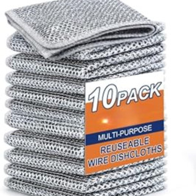 NAREVAL Non Scratch Wire Kitchen Utensils Cleaner Scrubbing Pad Reusable Cleaning Supplies Dish Washing Scrubber Sponge Scrub Cloth Pad Stainless Steel or Cleaning Dishes (Pack of 10)