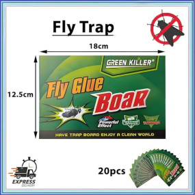 ZIBUYU® 20PC Fly Stickers, 20 Sheets Green, Indoor Fly Trap Paper, Extra Strong Flying Insect Glue Sticker, Non-Toxic Biodegradable Pest Control for Home/Kitchen/Plants, 18.5x12.8cm