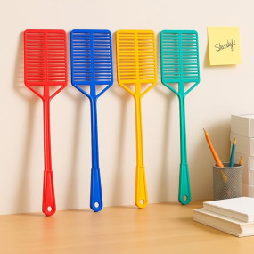 SEPARATE WAY Manual Plastic Square Fly Swatter Long Handle, Flexible with Hanging Hole Insect Killer Swatter Cockroach, Bug, Fly Pest Control Indoor, Outdoor Pack of 3