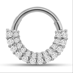 VAMA FASHIONS 18K Silver Plated Anti Tarnish Spetum Hoop Nose Ring Non Piercing CZ Stone Nath Lightweight Double Line Nose Bali Nosepin Ethnic Wear Jewellery for Women & Girls