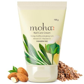 Moha Nail Care Cream with Almond & Flax Seed Oil | Ayurvedic Cream for Nail Growth, Strengthening & Cuticle Softener | For Damaged Nails | Herbal Nail Ointment for Men & Women- 100g (Pack of 1)