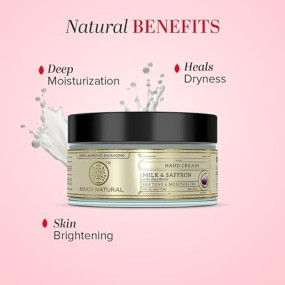 Khadi Natural Milk & Saffron Herbal Hand Cream with Shea Butter | Softens Rough Cuticles, Moisturizes | Prevents Dryness | Suitable for All Skin Types | 50g