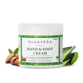 Glamveda Hand & Foot Ayurvedic Crack Cream 100 GM For Dry, Rough & Crack Heels & Elbow, Paraben Free| Alomond Oil, Aloevera & Mango Butter| Deeply Moisturizes & Repairs