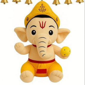 Coolet Baby Plush Ganesha Soft Toy – Height 30 cm, Width 20 cm | Kids Spiritual Learning & Play | Lord Ganesh Idol Stuffed Toy for Children & Car Decoration
